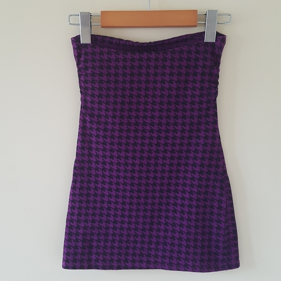Purple and black houndstooth tube top - Picture 2 of 8